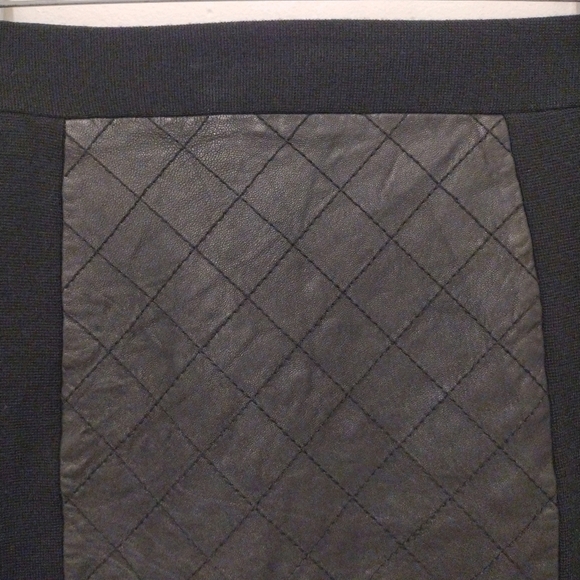 Milly - Lambskin Leather Wool Black Mini Skirt - Picture 4 of 16